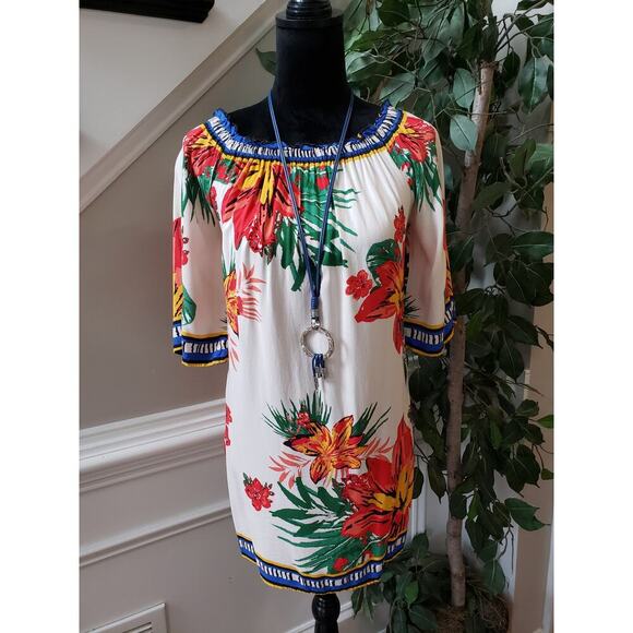 Free Market by Flying Tomato Mini Dress Womens Small White Floral Long Sleeve - Picture 2 of 11